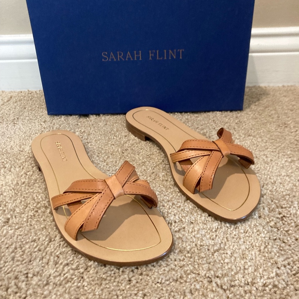 Sarah Flint Mirjana Camel Vacchetta Leather Flat Sandals